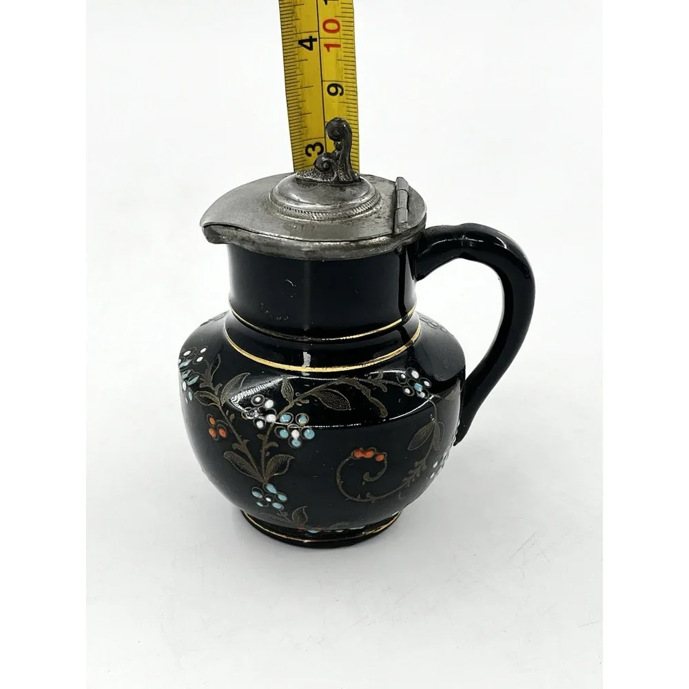 ViTG Sirdar England Miniature Pot Jug Creamer Hand painted Pewter Flip Lid Rare